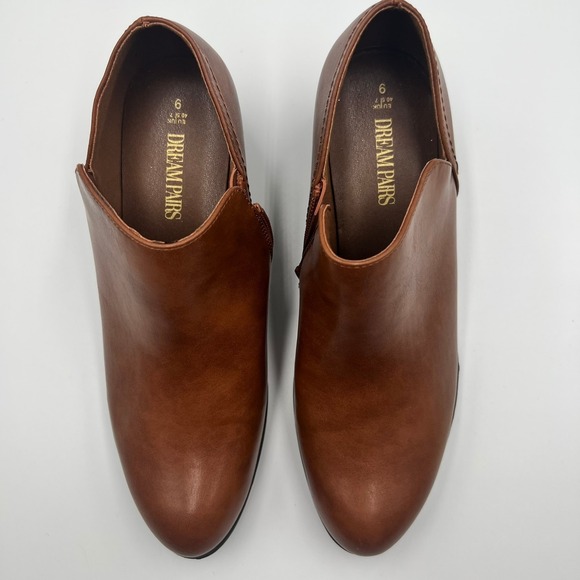 Dream Pairs Brown Ankle Booties Women's Size 9 Block Heel Side Zip Boots - Picture 4 of 13